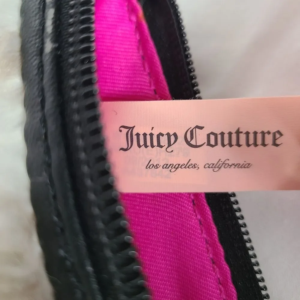 Juicy Couture Black and White Faux Fur Crossbody Bag Y2K